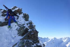 Klettern mit Skischuhen braucht etwas Übung